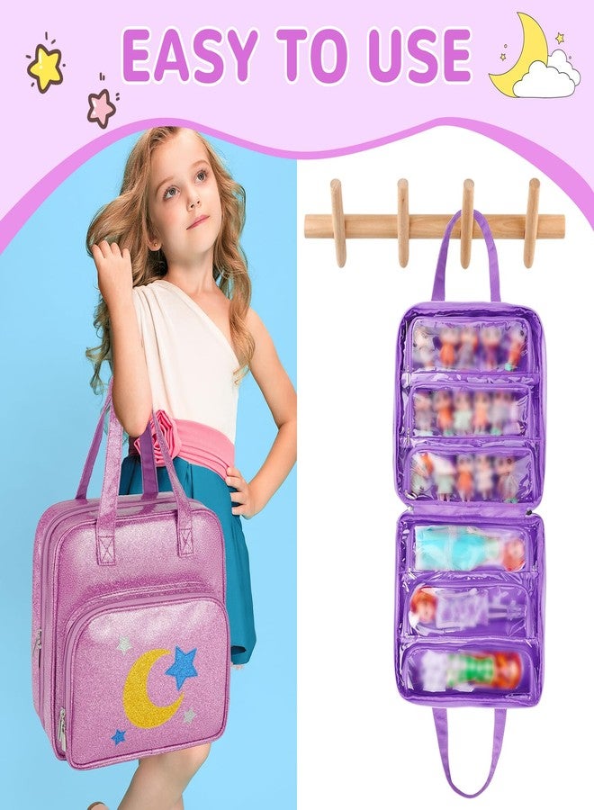 Jaffzora Dolls Carrying Case Compatible with LOL Surprise Dolls All,Hanging Travel Toys Storage Tote Bag with 6 Clear Pockets for Girls,Purple - Image 4